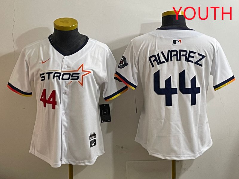 Youth Houston Astros #44 Alvarez White three generations Joint Name Nike 2025 MLB Jersey style 2